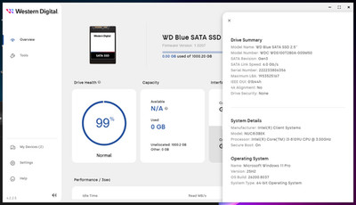 WD Blue 1TB SSD 2,5'' - 99% Health - getestet - gewischt - funktioniert