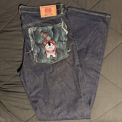 Vintage Red Monkey EmbroideryJapanese Jeans - Martin Ksohoh Lot1002 - Size: 36