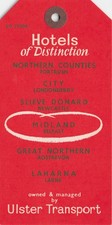 Hotels of Distinction Ulster Transport Ireland Vintage Luggage Label Tag