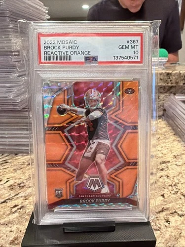 2022 Panini Mosaic Brock Purdy Reactive Orange RC #367 PSA 10 Gem Prizm Rookie