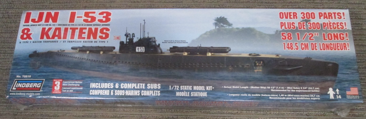 IJN I-53 & Kaitens 1/72 リンドバーグ　人間魚雷回天 Lindberg 1/72 scale IJN I-53 submarine and Kaitens