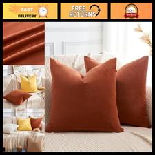 Rust Throw Pillow Covers Set of 2, 20x20 Inch Soft Velvet Fall Decor for Couch,