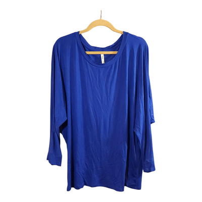 White Mark Royal Blue Dolman Sleeve Supersoft Stretchy Top Casual Women's 2X