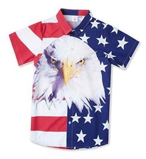 Little Big Boys Hawaiian Shirts Button Down Short 13-14 Years Red Blue White