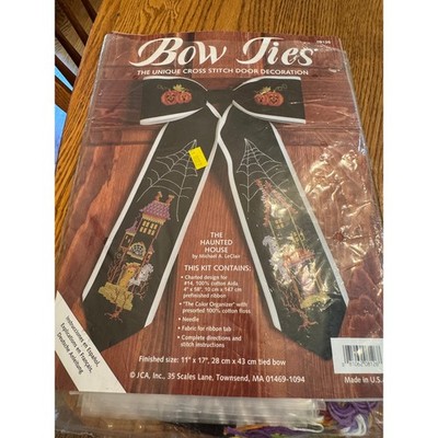 JCA Bow Ties Haunted House Cross Stitch Kit Halloween Door Decor Michael LeClair