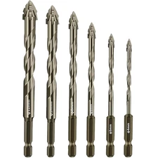 5Pcs Masonry Drill Bit Set Carbide Tips for Concrete Glass Brick Tile Wood