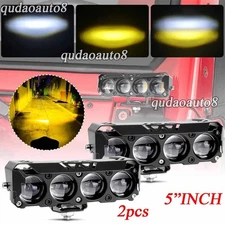 2X 5"inch LED Work Light Bar Driving Fog Lamp Spot DRL Offroad SUV Yellow+White