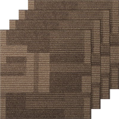 Uimoso Carpet Tile Floor 24pcs Squares w/Padding Attached 20''x 20''Mixed Brown