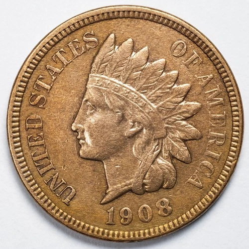 1908 Indian Head Penny Cent Extremely Fine (XF) Cleaned