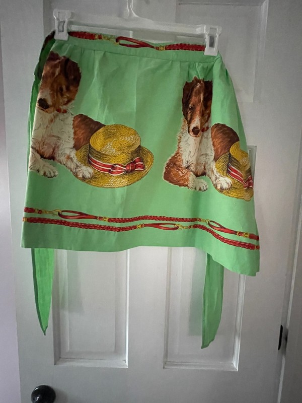 Vintage Collie Apron Green