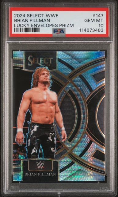 2024 PANINI SELECT WWE LUCKY ENVELOPES PRIZM #147 BRIAN PILLMAN 1/8 PSA 10