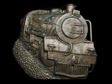 NC27123 VINTAGE 1978 STEAM ENGINE TRAIN SOLID BRASS RAILROAD BELT BUCKLE