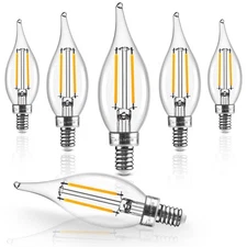 E12 Candelabra Bulbs 40 watt Equivalent, 90+ CRI Dimmable E12 LED Bulb Flame ...