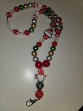 Handmade Beaded Lanyard. Extra Long Christmas Theme