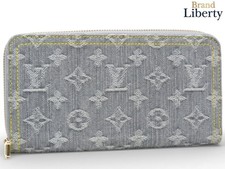 LOUIS VUITTON Monogram Denim Zippy Wallet Round Zipper Long Washed Gray M13214