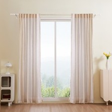 HOT/ Natural Linen Curtains,52 x 84 inch 2 Panels Set,Semi Sheer Light Filterin