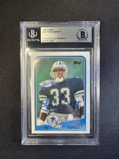 1988 Topps Tony Dorsett Auto #262 Cowboys Beckett Certified Authentic Autograph