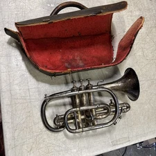 Old Cornet Brisson & CIE Paris Sterling silver Plated Made in France w/ case