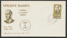 1969 #491 Vincent Massey FDC Norwood Stamp Cachet Winnipeg CDS