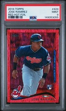 2014 TOPPS RED HOT FOIL #424 JOSE RAMIREZ ROOKIE RC PSA 9