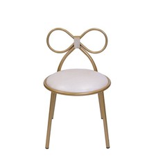 Set Of 1 Metal Kids Bow Chair With Gold Vinyl Seat Cushion