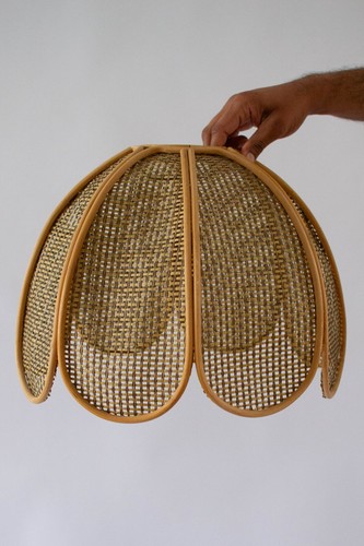 70s Rattan / Wicker / Bamboo Lamp Shade - Bohemian Style - Picture 3 of 3