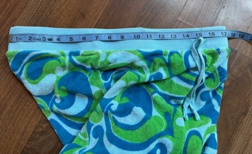 VTG Y2K Victorias Secret PINK Blue Green Retro French Terry Crop Capri Pants MED - Picture 11 of 12