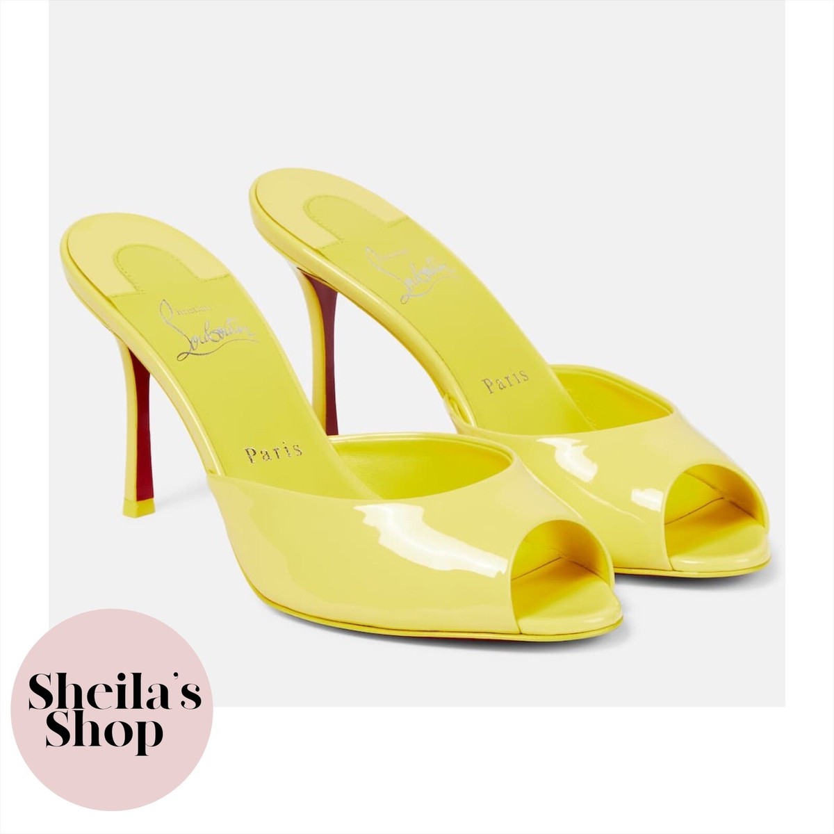 NIB Christian Louboutin Me Dolly 85 Yellow Leather Mule Sandals Size 38.5