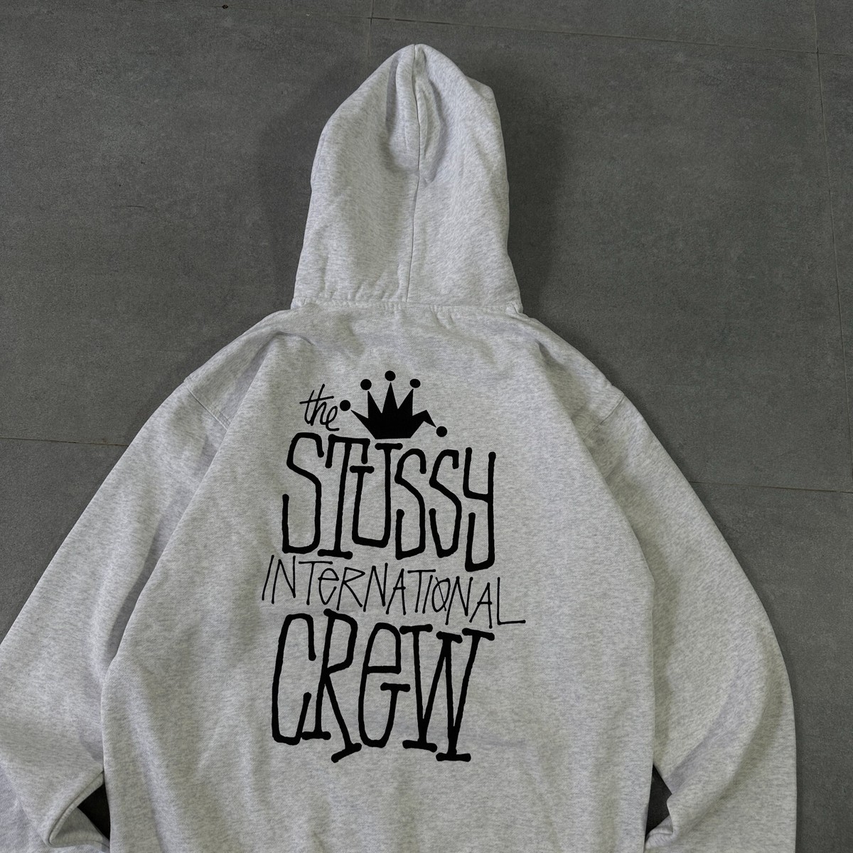BRAND NEW STUSSY CROWN INTERNATIONAL HOODIE ASH HEATHER