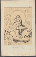 old 7,6 x 11,8 print DANTE divine comedy Paradiso chant XXXII v 94 Virgin Mary