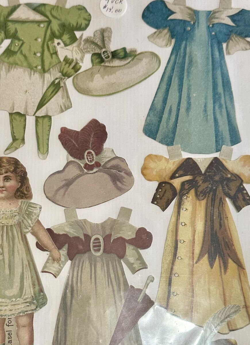 Antique Victorian Lithograph Paper Dolls Trade Card Uncut Antique Victorian Lithograph Paper Dolls Trade Card Uncut