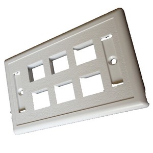 10-6 Port Faceplate White w/Windows RJ45 Face Plate 10-6 Port Faceplate White w/Windows RJ45 Face Plate