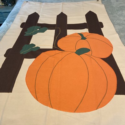 Large 34”X 52” Heavy Fabric Picket Fence Pumpkin Outdoor Fall Autumn ...