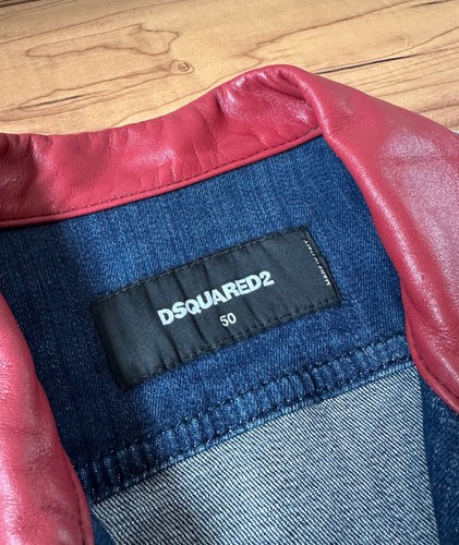 100%ORIG DSQUARED RED LEDER/SEIDE DETAILS JEANS JACKE GR.50 S/S 15 S74AM00491 - Bild 9 von 20