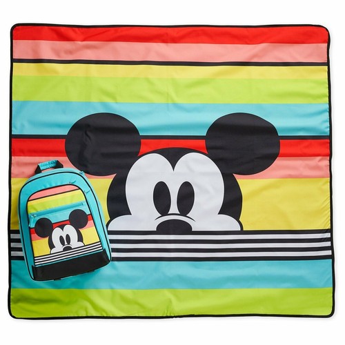Mochila Disney Store Mickey Mouse Verano Divertida Verde Azulado con Alfombra de Picnic Nueva 2019 - Imagen 2 de 3