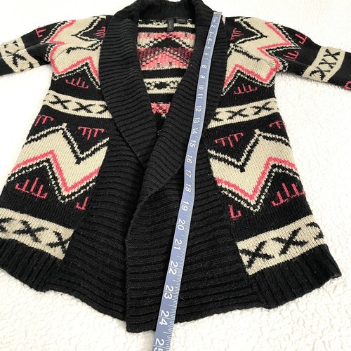 Tilly’s Full Tilt Aztec Open Cardigan Sweater Pink Tan Black Big Girls Small - Picture 14 of 15