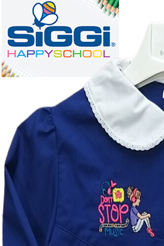 Grembiule bimba bluette ricamato per scuola elementare SIGGI - Picture 17 of 49