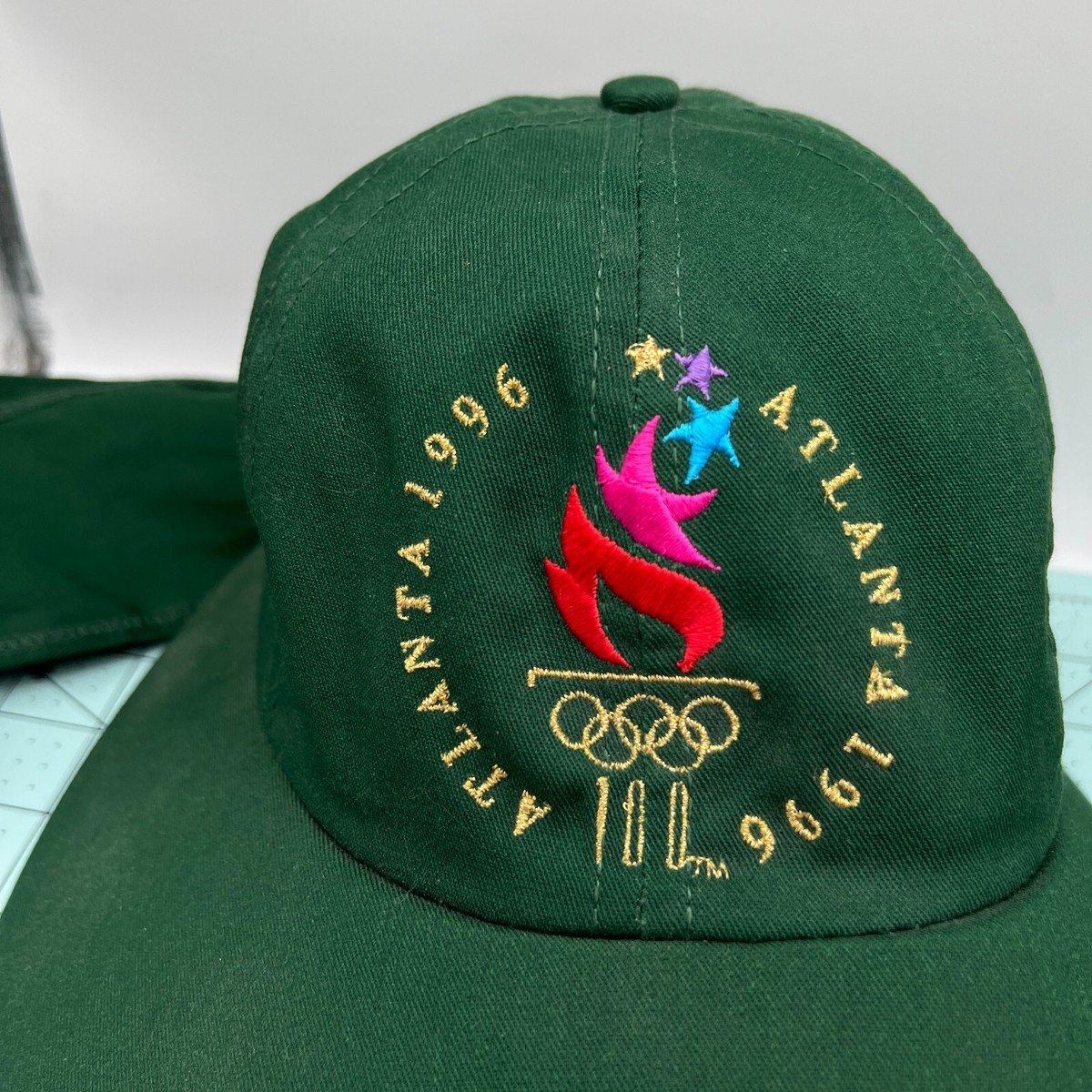 Vintage 1996 Atlanta Olympics Hot Pink Wide Brim Sun Hat Tie Back RARE USA Pink Atlanta 1996 Event Olympics Fan Apparel & Souvenirs for  main image 4