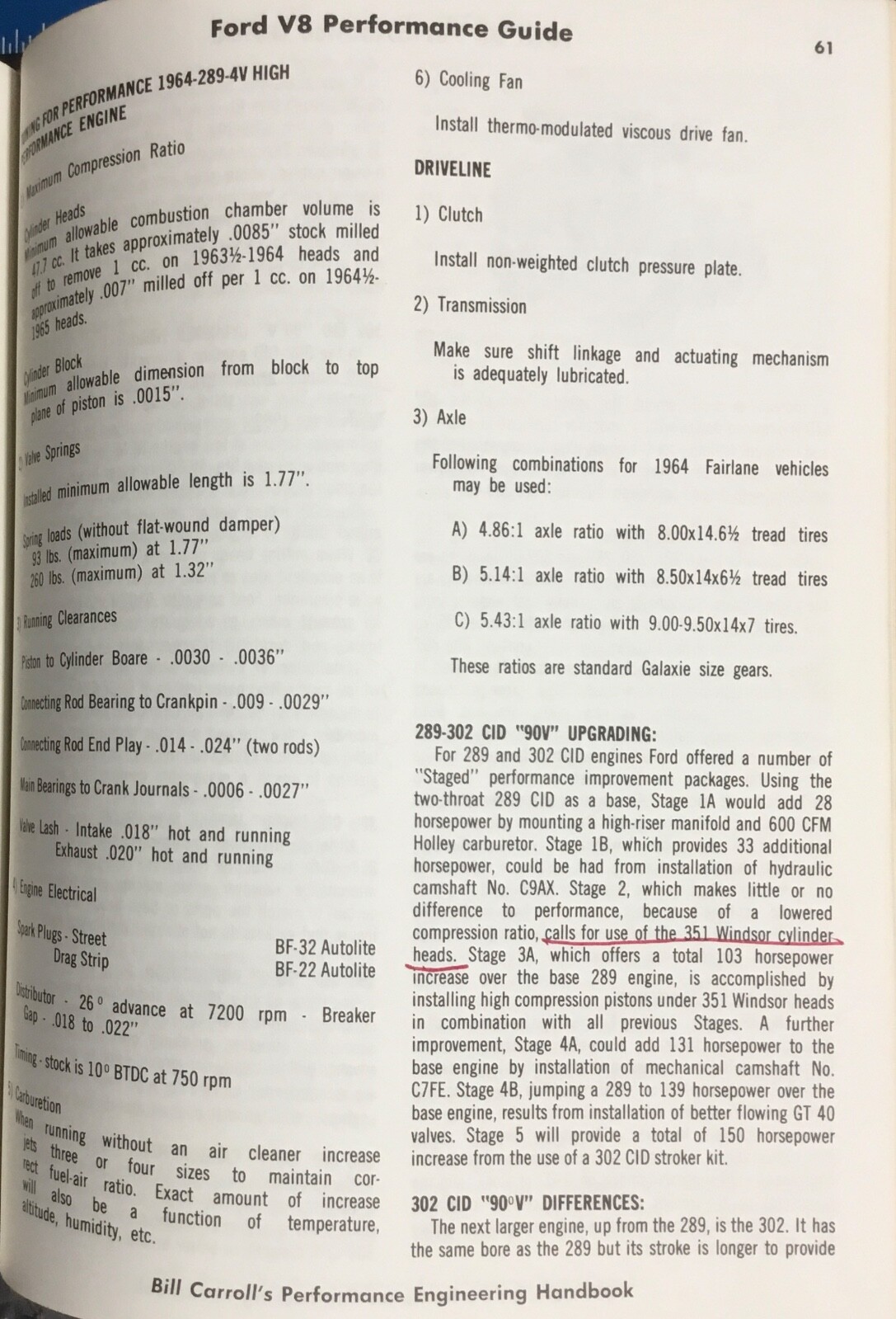 Ford Fooorrd V8 Performance Guide Book 117 Bill Carroll 1972 Acceptable Cond