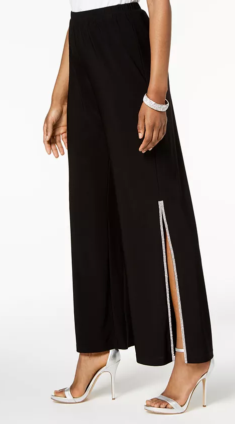 パンツ msk. MSK BLACK Women's Rhinestone Trim Side Slit Pants, US X-Large | eBay