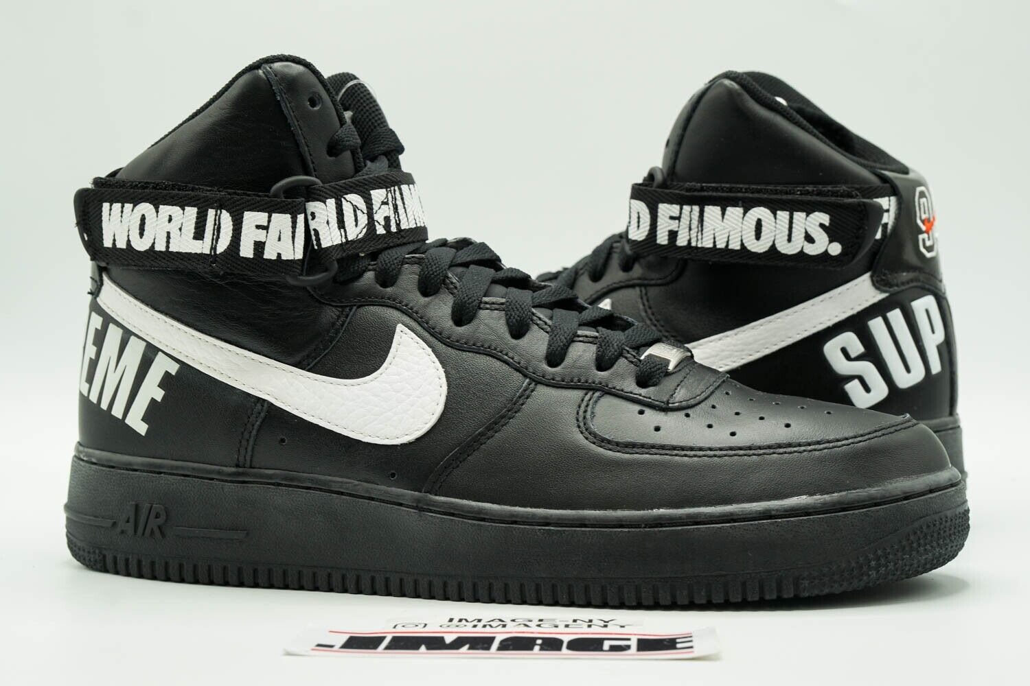 NIKE AIR 1 HIGH NEW SIZE 10.5 SUPREME WORLD FAMOUS BLACK 698696 010 |