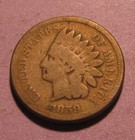 1859 Indian Head Cent Penny - Good to Very Good Condition - 83Sa