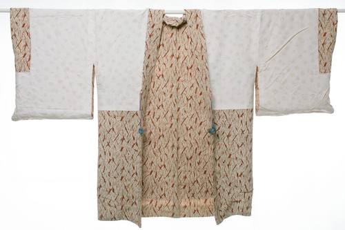 Antiguo vestido chaqueta HAORI vintage japonés kimono seda teñido/D012/530 - Imagen 4 de 7
