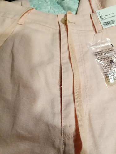 Women Linen Cotton Tapered Pants XS Waist 24-25 Inch NWT Retail 49.90 Pink - Picture 3 of 6