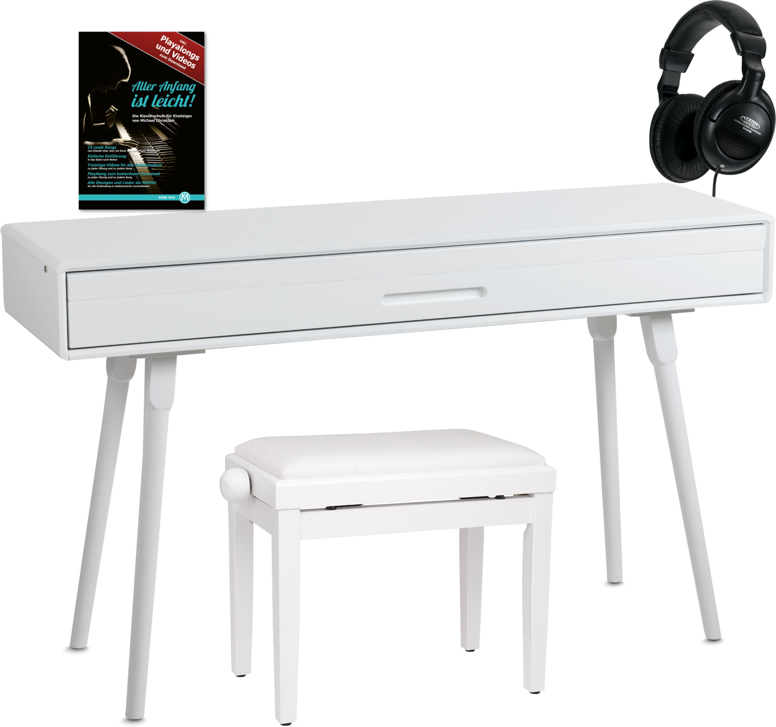 Набор для цифрового пианино 88 Tasten Дизайн Holz Tisch Hocker Kopfhrer Schule Wei matt 148090₽