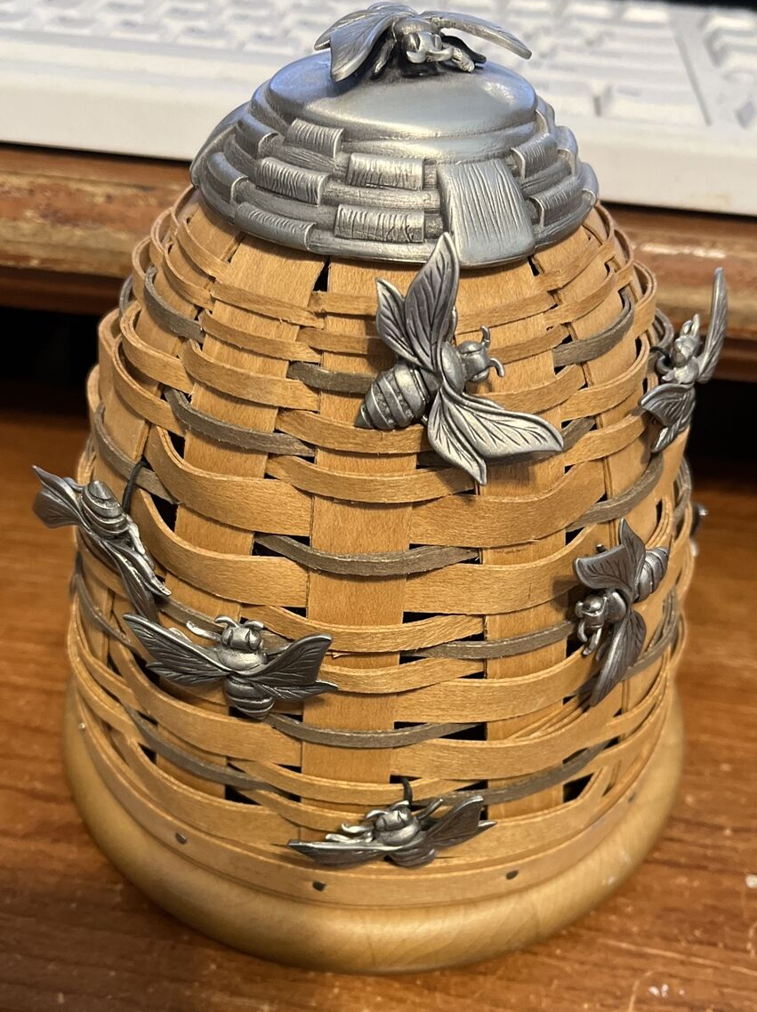 Longaberger Collector's Club 2010 Bee Hive Basket & base with 9 Pewter