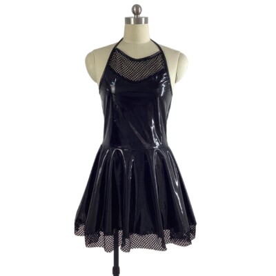Glossy PVC Women Mesh Halter Sleeveless A-line Mini Dress Sweetheart Club Dress | eBay Glossy PVC Women Mesh Halter Sleeveless A-line Mini Dress Sweetheart Club Dress | eBay