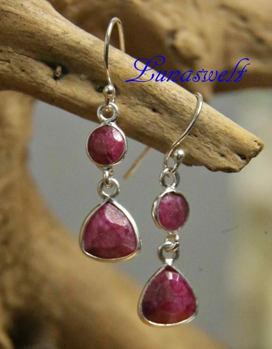 Pendientes de plata pendientes de plata pulida - cuarzo rubí - longitud 4 cm - Imagen 2 de 2