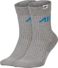 NIKE Sneaker Sox Essentials 2-Pack Crew Socks sz Medium (6-8) Gray Air Max SNKR