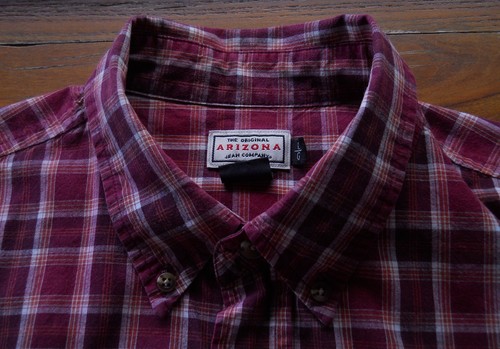 Para Hombres L Arizona Jean 100% Algodón Rojo Cuadros Botón Frontal Camisa Informal Pecho 51" - Imagen 3 de 9